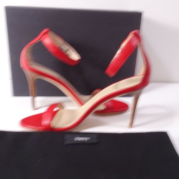 Theory Nappa High Heel Sandal Open Toe Ankle Strap Pumps 39 NIB 355 - Picture 4 of 7